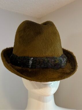 Vintage Biltmore Pure Canadian Beaver Fur Felt Fedora Hat 7 1/8 Made in Canada